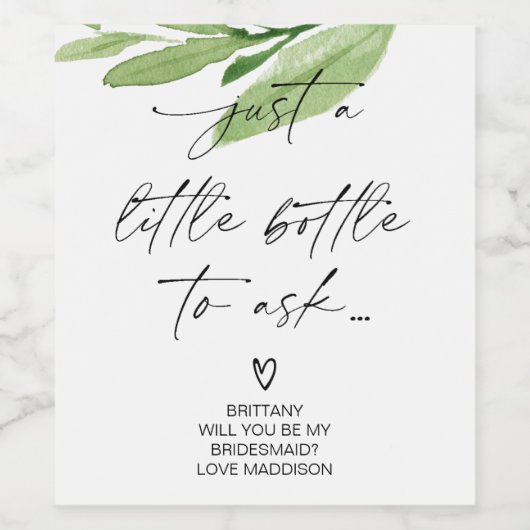 Bridesmaid-Vorschlag Frage Geschenke von Bride Weinetikett (Einzelnes Label)