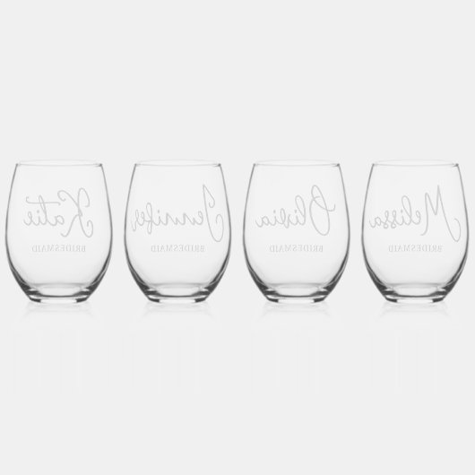 Bridesmaid Vorschlag Geschenk von individuellem We Weinglas Ohne Stiel (Hinten)