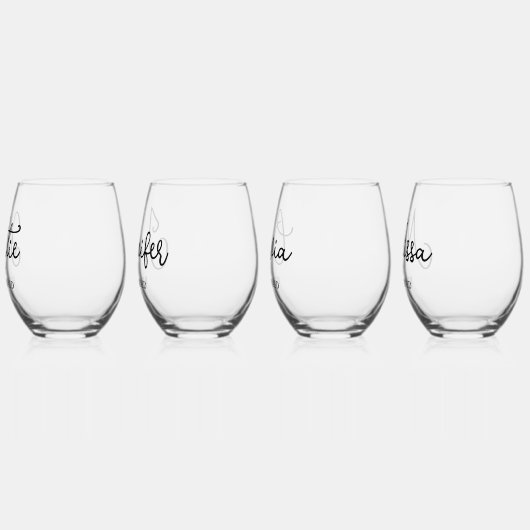 Bridesmaid Vorschlag Geschenk von individuellem We Weinglas Ohne Stiel (Links)