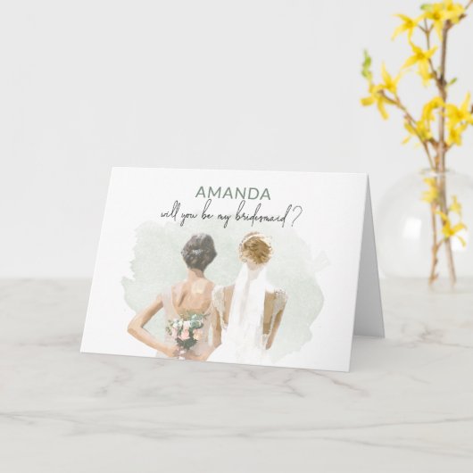 Bridesmaid-Vorschlag Grüner Individuelle Name Karte (Gelbe Blume)