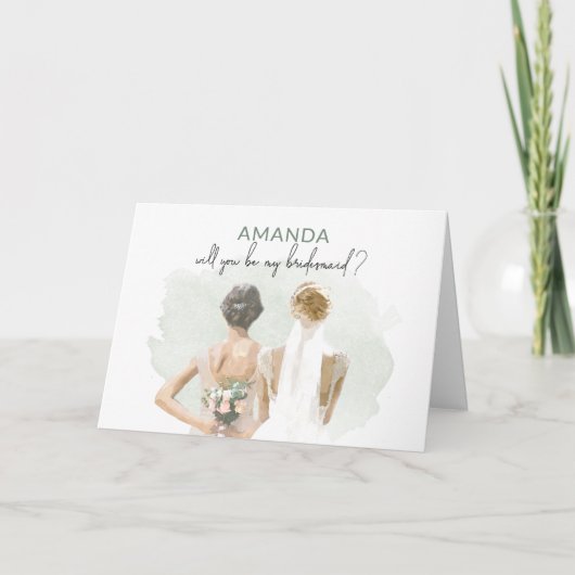 Bridesmaid-Vorschlag Grüner Individuelle Name Karte (Vorderseite)