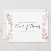 Bridesmaid Vorschlag Imitats Rose Goldflorale Gren Einladung (Rückseite)