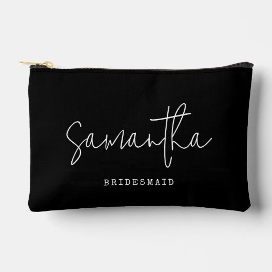 Bridesmaid Vorschlag Individuelle Name Script Schw Zubehörtasche (Vorderseite)