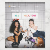 Bridesmaid Vorschlag Instagram Fun Modernes Foto Weinetikett (Einzelnes Label)