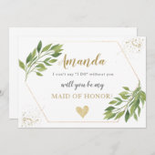 Bridesmaid Vorschlag Karte Grün und Gold (Vorne/Hinten)