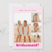 Bridesmaid Vorschlag kühl gespielt Foto Rosa Einladung (Vorderseite)