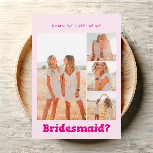 Bridesmaid Vorschlag kühl gespielt Foto Rosa Einladung