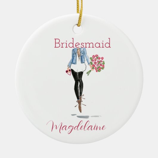 Bridesmaid Vorschlag Mode Blumenkreuz Custom Keramik Ornament (Vorne)