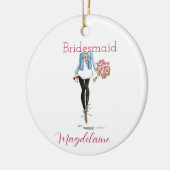 Bridesmaid Vorschlag Mode Blumenkreuz Custom Keramik Ornament (Links)