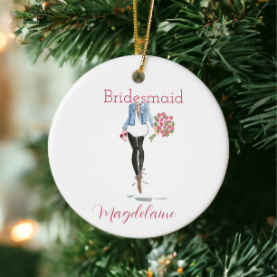 Bridesmaid Vorschlag Mode Blumenkreuz Custom Keramik Ornament