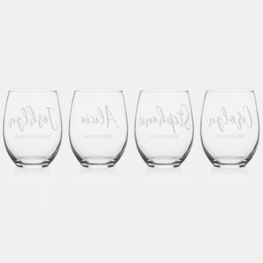 Bridesmaid Vorschlag Modern Script Einfach Weinglas Ohne Stiel (Hinten)