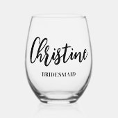Bridesmaid Vorschlag Modern Script Einfach Weinglas Ohne Stiel (Vorderseite)