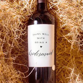 Bridesmaid-Vorschlag Moderne schwarze Kalligrafie Weinetikett