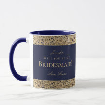 Bridesmaid-Vorschlag Navy Blue Vintag Gold Rose
