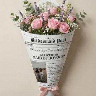 Bridesmaid Vorschlag Newspaper Blume Wrap Foto Geschenkpapier