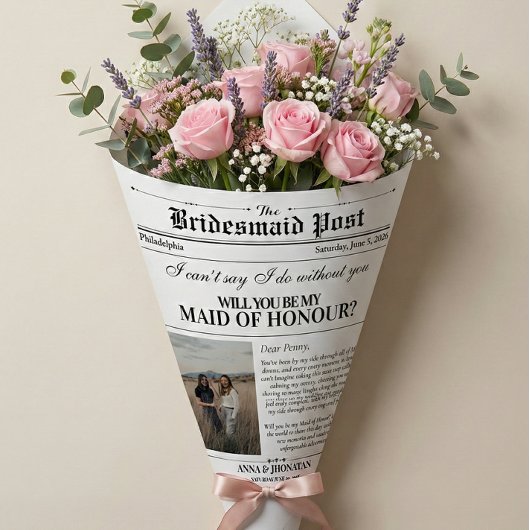 Bridesmaid Vorschlag Newspaper Blume Wrap Foto Geschenkpapier