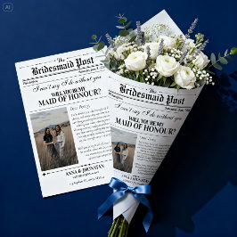 Bridesmaid Vorschlag Newspaper Blume Wrap Foto Geschenkpapier