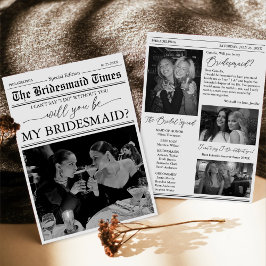 Bridesmaid Vorschlag Newspaper Foto Einladung