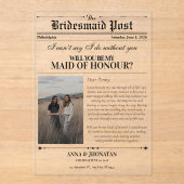 Bridesmaid Vorschlag Newspaper Foto Retro Acryleinladungen (Vorderseite)