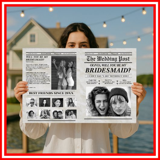 Bridesmaid Vorschlag Newspaper Retro Trauzeugin Karte