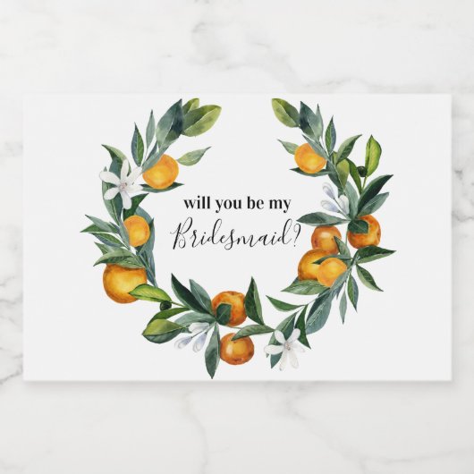 Bridesmaid-Vorschlag Orangen-Tasse Schaumweinetikett (Einzelnes Label)