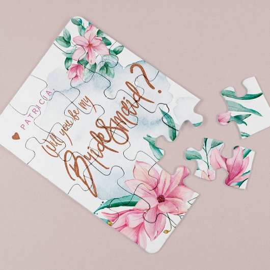 Bridesmaid Vorschlag rosa werden Sie meine Brautju Puzzle