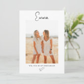 Bridesmaid Vorschlag Skript Signature-Foto Einladung (Stehend Vorderseite)