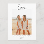 Bridesmaid Vorschlag Skript Signature-Foto Postkarte (Vorderseite)