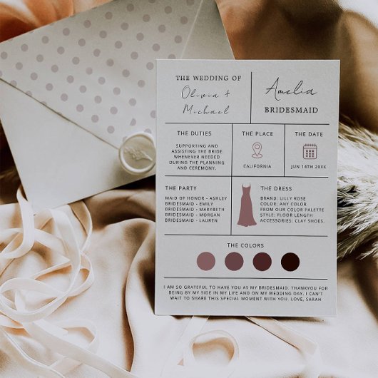 Bridesmaid-Vorschlag und Trauzeugin-Karte Einladung