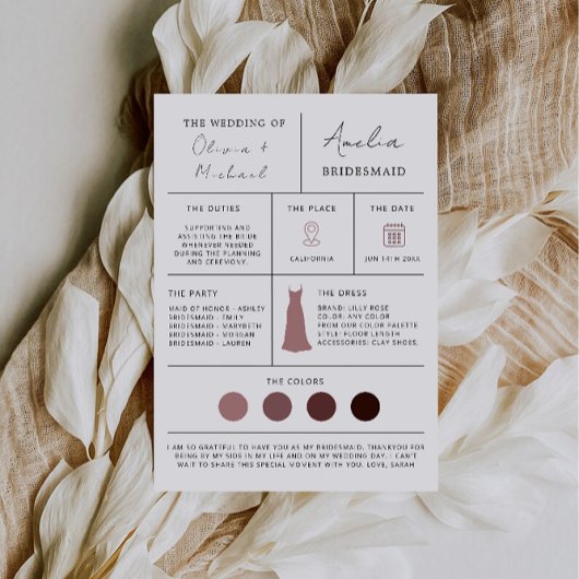 Bridesmaid-Vorschlag und Trauzeugin-Karte Einladung