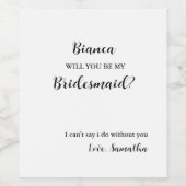 Bridesmaid-Vorschlag Werden Sie meine Bridesmaid Weinetikett (Einzelnes Label)