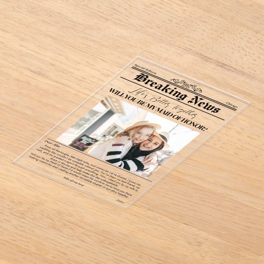 Bridesmaid Vorschlag Zeitung Abdeckung 1 Foto Acryleinladungen (Ablage )