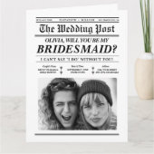 Bridesmaid Vorschlag Zeitung Einmalige Trauzeugin Karte (Vorderseite)