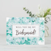 Bridesmaid-Vorschlagskarte | Aquamarin Einladung (Stehend Vorderseite)