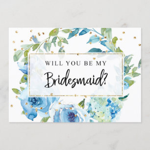 Bridesmaid-Vorschlagskarte   Blaue Vegetation Einladung