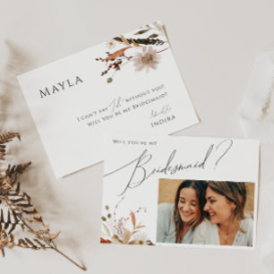 Bridesmaid-Vorschlagskarte für die Wildblume im He Einladung