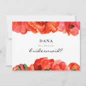 Bridesmaid-Vorschlagskarte für rote Mohnblumen Einladung (Vorderseite)