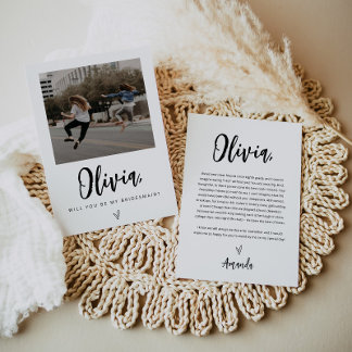 Bridesmaid-Vorschlagskarte mit Foto Einladung