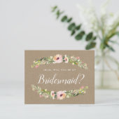 Bridesmaid-Vorschlagskarte | Rustikale Kraft Feiertagskarte (Stehend Vorderseite)