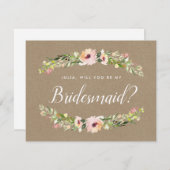 Bridesmaid-Vorschlagskarte | Rustikale Kraft Feiertagskarte (Vorne/Hinten)