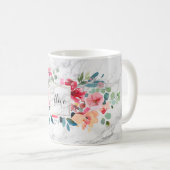 Bridesmaid Wasserfarbe Frühlingsblumen Marmor Kaffeetasse (VorderseiteRechts)