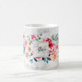Bridesmaid Wasserfarbe Frühlingsblumen Marmor Kaffeetasse
