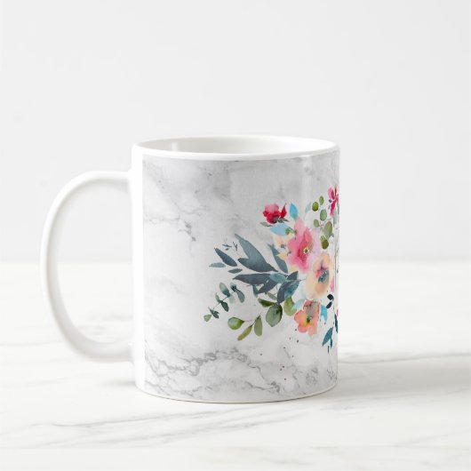 Bridesmaid Wasserfarbe Frühlingsblumen Marmor Kaffeetasse (Links)