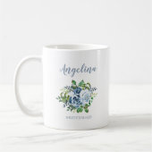 Bridesmaid Watercolor Floral Dusty Blue Wedding Kaffeetasse (Links)