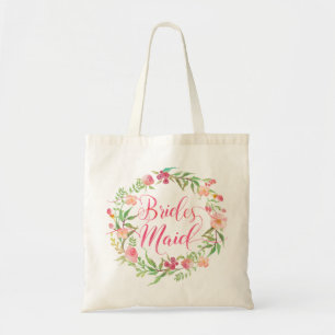Bridesmaid Watercolor Floral Wreath3 Tragetasche
