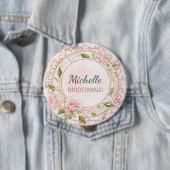 Bridesmaid Watercolor Rose Gold Pink Floral Button (Beispiel)