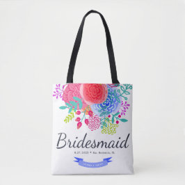 Bridesmaid Watercolor Script Floral Toag Tasche