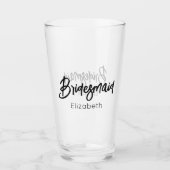 Bridesmaid Wedding Black Script Elegant  Glas (Vorderseite)