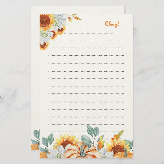 Bridesmaid Wedding Fall Themed Geschenk Briefpapier (Vorne/Hinten)