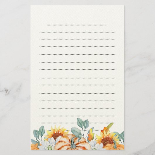 Bridesmaid Wedding Fall Themed Geschenk Briefpapier (Rückseite)